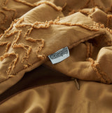 100% Premium Tufted Microfibre Quilt Cover Set - Ultra-Soft, Durable Embroidery Bedding Comforter Set - Machine Washable & Zipper Closure - Caramel - Single