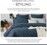 100% Cotton Vintage Washed Bed Quilt Cover Set - Dark Indigo - Single