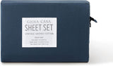 Vintage Washed 100% Cotton Sheet Set with 1 Pillowcases - Dark Indigo -Single
