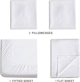 Vintage Washed Microfibre Sheet Set with 1 Pillowcase - White - Single