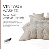 100% Cotton Vintage Washed Bed Quilt Cover Set (3Pcs) - Natural - Double Size