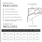 100% Cotton Vintage Washed Bed Quilt Cover Set - Natural - Double Size