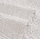 Lisbon Quilted 3-Piece Embossed Coverlet Set (White, Double/Queen)