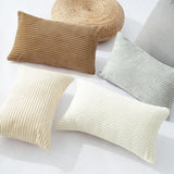 Corduroy Velvet Cushion Covers - Soft Velvet Fabric with Hidden Zipper - Stylish Mix of Beige Shades, 30cm x 50cm (Pack of 4)