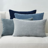 Corduroy Velvet Cushion Covers - Soft Velvet Fabric with Hidden Zipper - Stylish Mix of Blue Shades, 30cm x 50cm (Pack of 4)