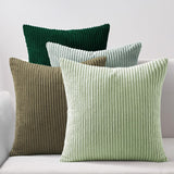Corduroy Velvet Cushion Covers - Soft Velvet Fabric with Hidden Zipper - Stylish Mix of Green Shades, 45cm x 45cm (Pack of 4)