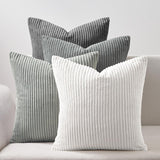 Corduroy Velvet Cushion Covers - Soft Velvet Fabric with Hidden Zipper - Stylish Mix of Grey Shades, 45cm x 45cm (Pack of 4)