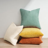 Corduroy Velvet Cushion Covers - Soft Velvet Fabric with Hidden Zipper - Rainbow, 45cm x 45cm (Pack of 4)