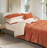 2 in 1 Teddy Sherpa Quilt Cover Set and Blanket queen size terracotta