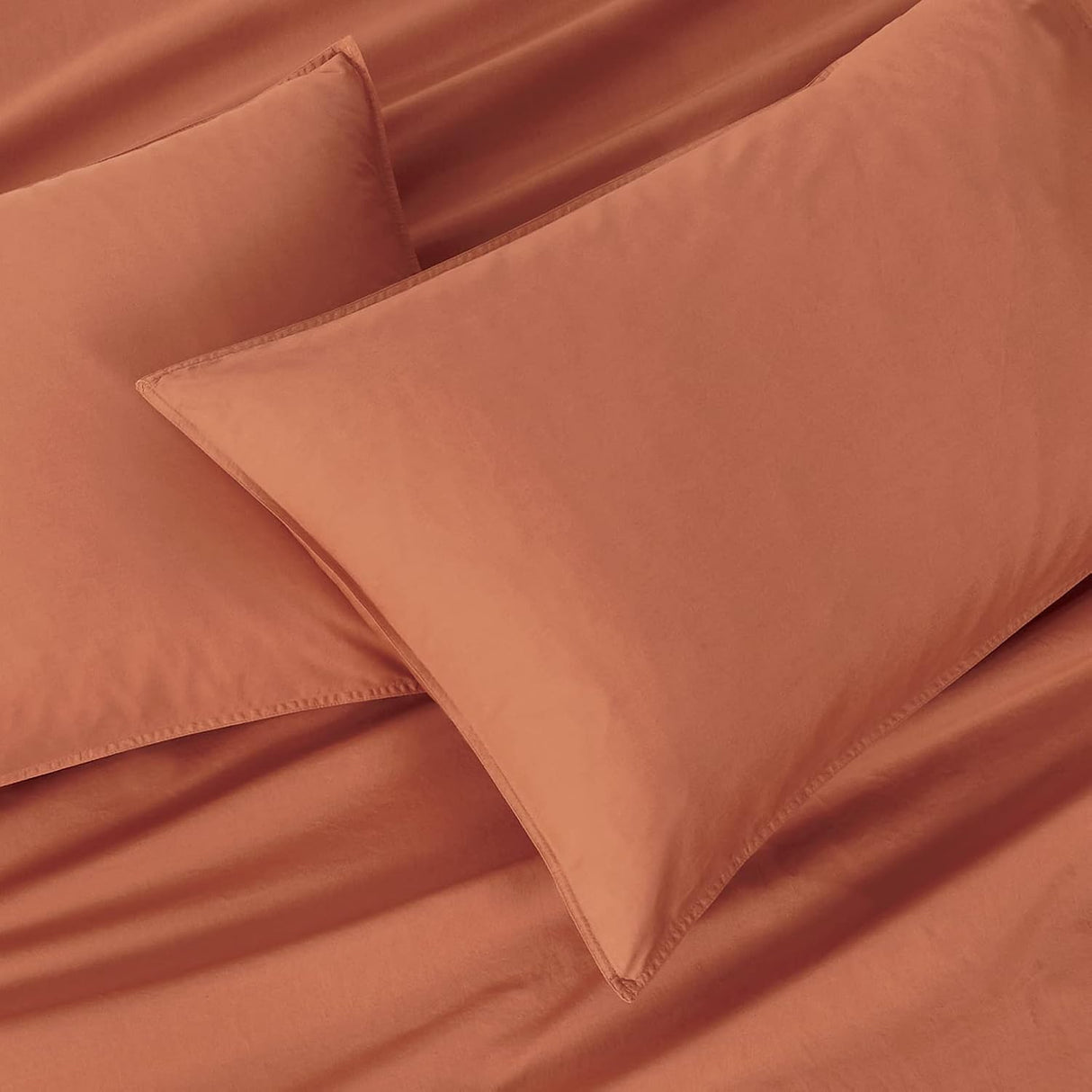 100% Cotton Vintage Washed Bed Quilt Cover Set - Brick - Queen Size