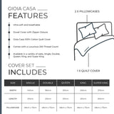 100% Cotton Vintage Washed Bed Quilt Cover Set - Dark Indigo - Queen Size