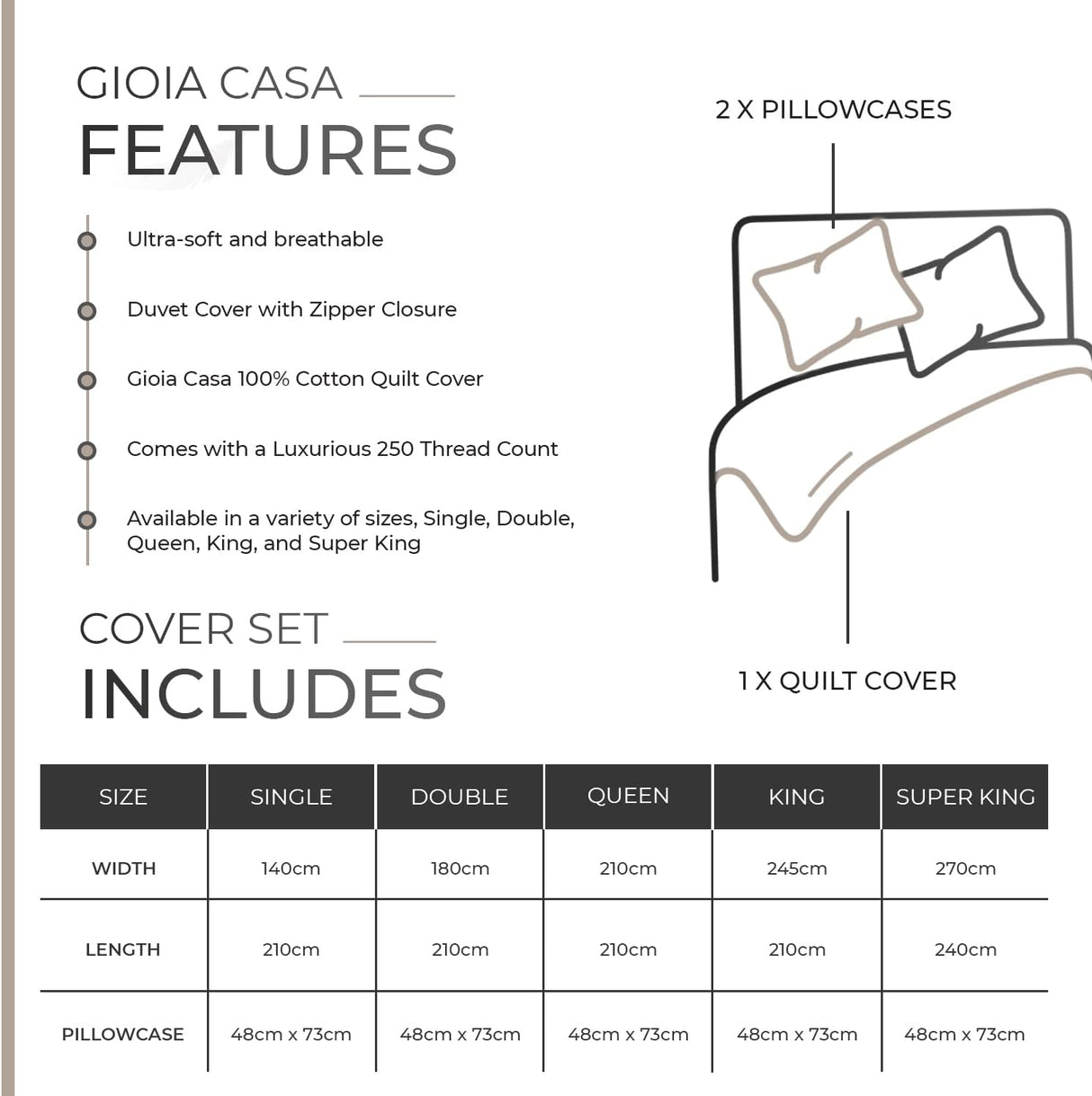 100% Cotton Vintage Washed Bed Quilt Cover Set - Natural - Queen Size