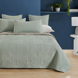 Lisbon Quilted 3-Piece Embossed Coverlet Set (Sage Green, Queen/King)