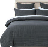 100% Premium Waffle Microfibre Quilt Cover Set (3Pcs) - Dark Grey - King