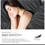 100% Cotton Vintage Washed Bed Quilt Cover Set - Charcoal - King Size