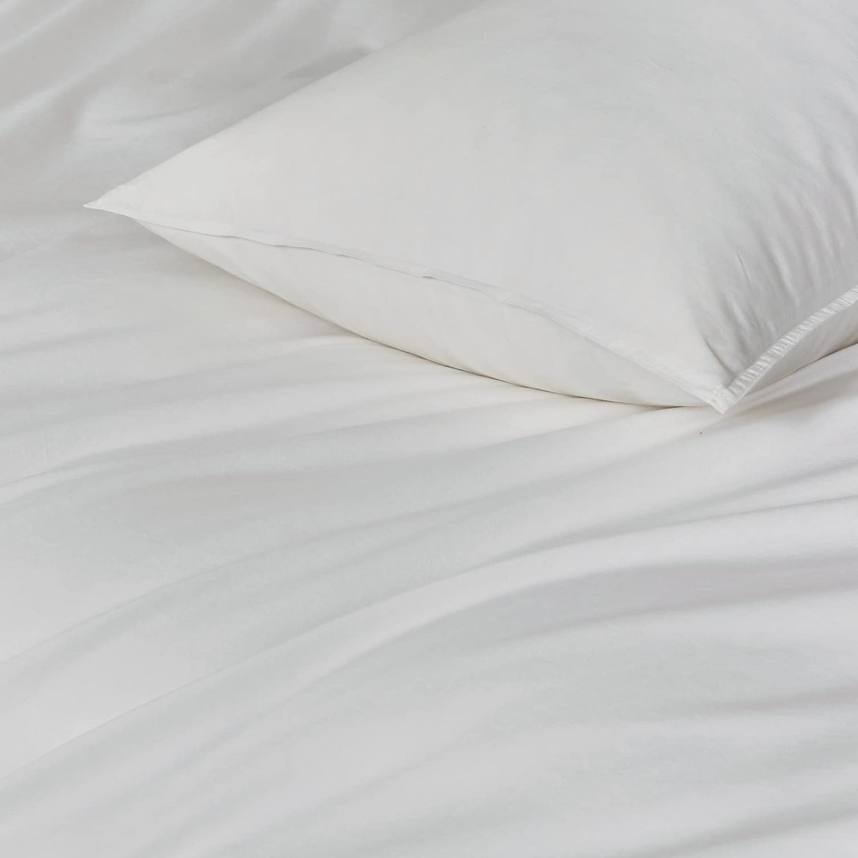 100% Cotton Vintage Washed Bed Quilt Cover Set - White - King Size