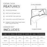 100% Cotton Vintage Washed Bed Quilt Cover Set - White - King Size