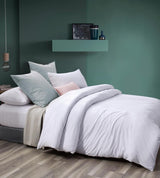 100% Jersey Cotton Quilt Cover Set - White - King