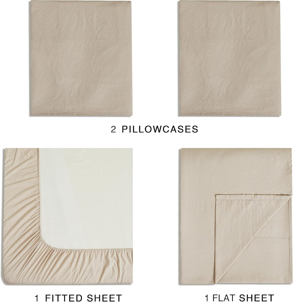 Vintage Washed Microfibre Sheet Set with 2 Pillowcases - Linen - King