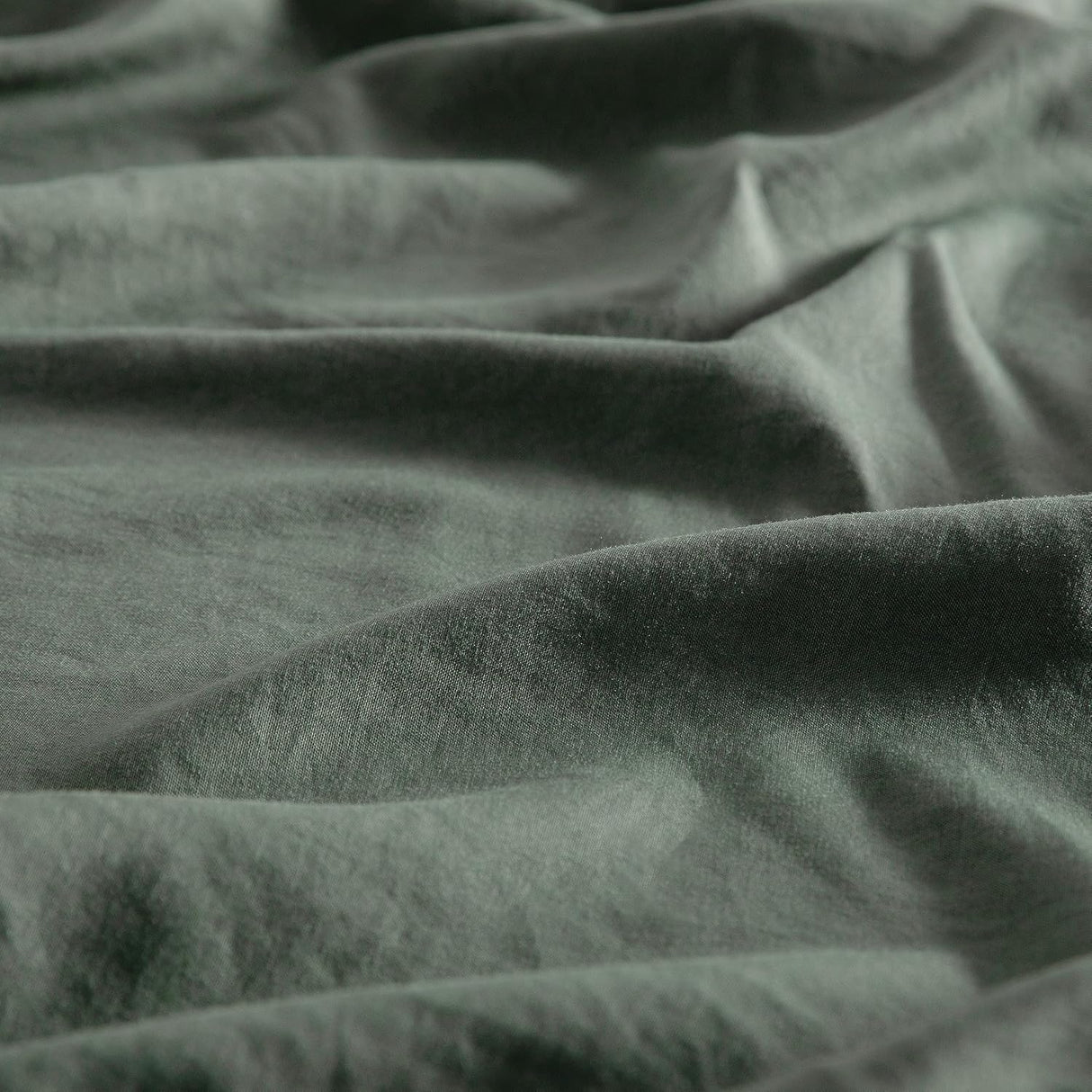 Vintage Washed Microfibre Quilt Cover Set (3Pcs) - Khaki Green - Super King Size