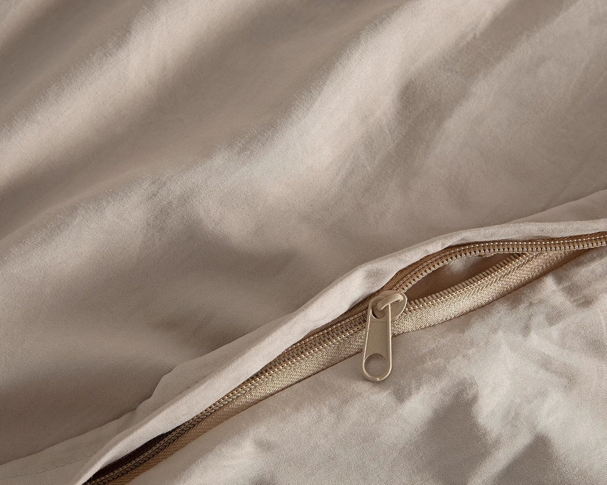 Vintage Washed Microfibre Quilt Cover Set (3Pcs) - Linen - Super King Size