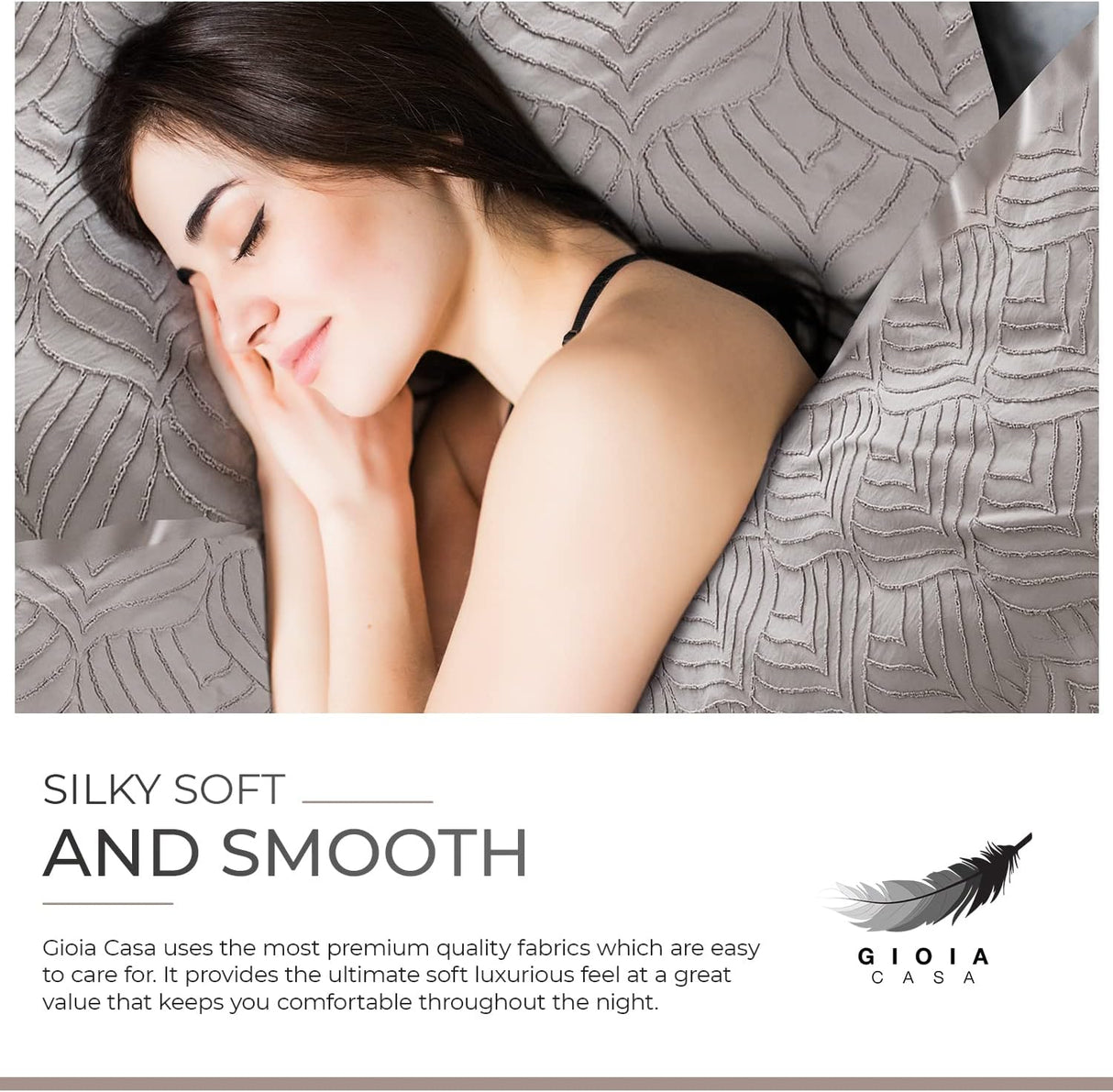 100% Premium Tufted Microfibre Quilt Cover Set - Ultra-Soft, Durable Embroidery Bedding Comforter Set - Machine Washable & Zipper Closure - Beige - Super King