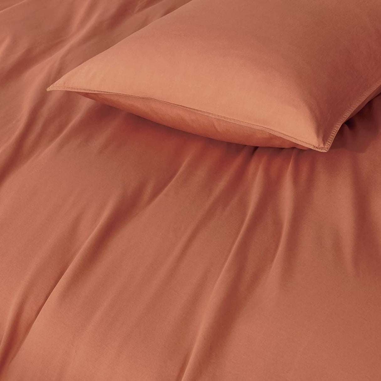 100% Cotton Vintage Washed Bed Quilt Cover Set - Brick - Super King Size