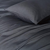 100% Cotton Vintage Washed Bed Quilt Cover Set - Charcoal - Super King Size