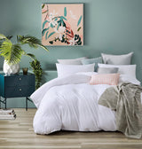 100% Jersey Cotton Quilt Cover Set - White - Super King