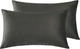 Twin-Pack Velvet Cushion Covers - Soft Microfibre Cushion Covers with Hidden Zipper (Dark Grey, 30cm*50cm)