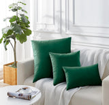 Twin-Pack Velvet Cushion Covers - Soft Microfibre Cushion Covers with Hidden Zipper (Emerald Green, 45cm*45cm)