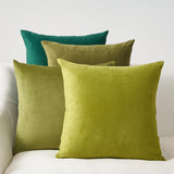 Velvet Cushion Covers - Ultra Soft Microfibre Velvet with Hidden Zipper - Gradient Green, 45cm*45cm (Pack of 4)
