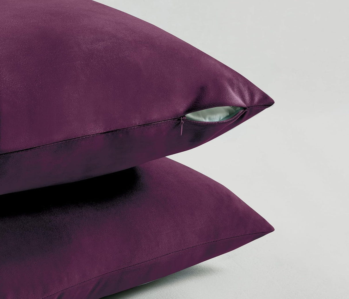 Twin-Pack Velvet Cushion Covers - Soft Microfibre Cushion Covers with Hidden Zipper (Plum, 30cm*50cm)