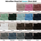 Art Terrace Microfiber Sheet Set Queen 33cm Wall Dark Chocolate