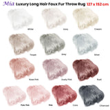 Mia Luxury Long Hair Faux Fur Throw Rug 127 x 152 cm Ivory