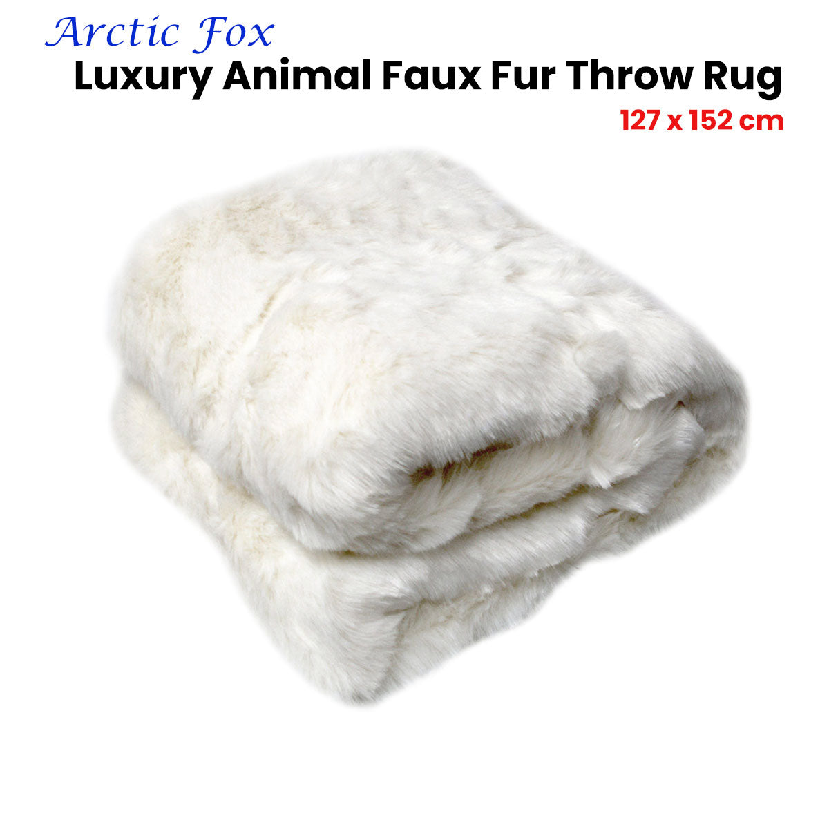 Radisson Arctic Fox Off White Luxury Animal Faux Fur Throw 127 x 152 cm