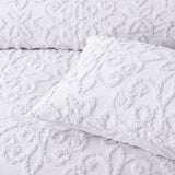 Bianca Ella White Cotton Chenille Floral Bedspread Set Queen