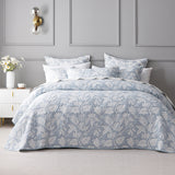 Bianca Laurieton Blue Jacquard Botanical Bedspread Set Single