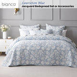 Bianca Laurieton Blue Jacquard Botanical Bedspread Set Single