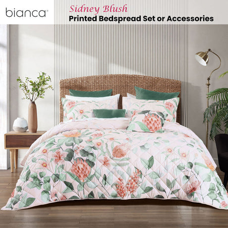 Bianca Sidney Blush Printed Floral Bedspread Set Single
