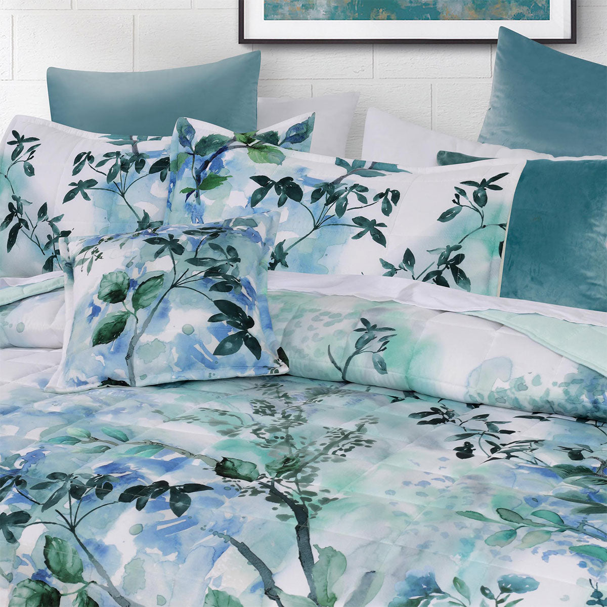 Bianca Woodbury White Botanical Printed Bedspread Set King Single