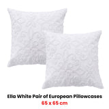 Bianca Pair of Ella White European Pillowcases 65 x 65cm