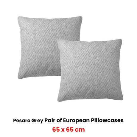 Bianca Pair of Pesaro Grey European Pillowcases 65 x 65cm