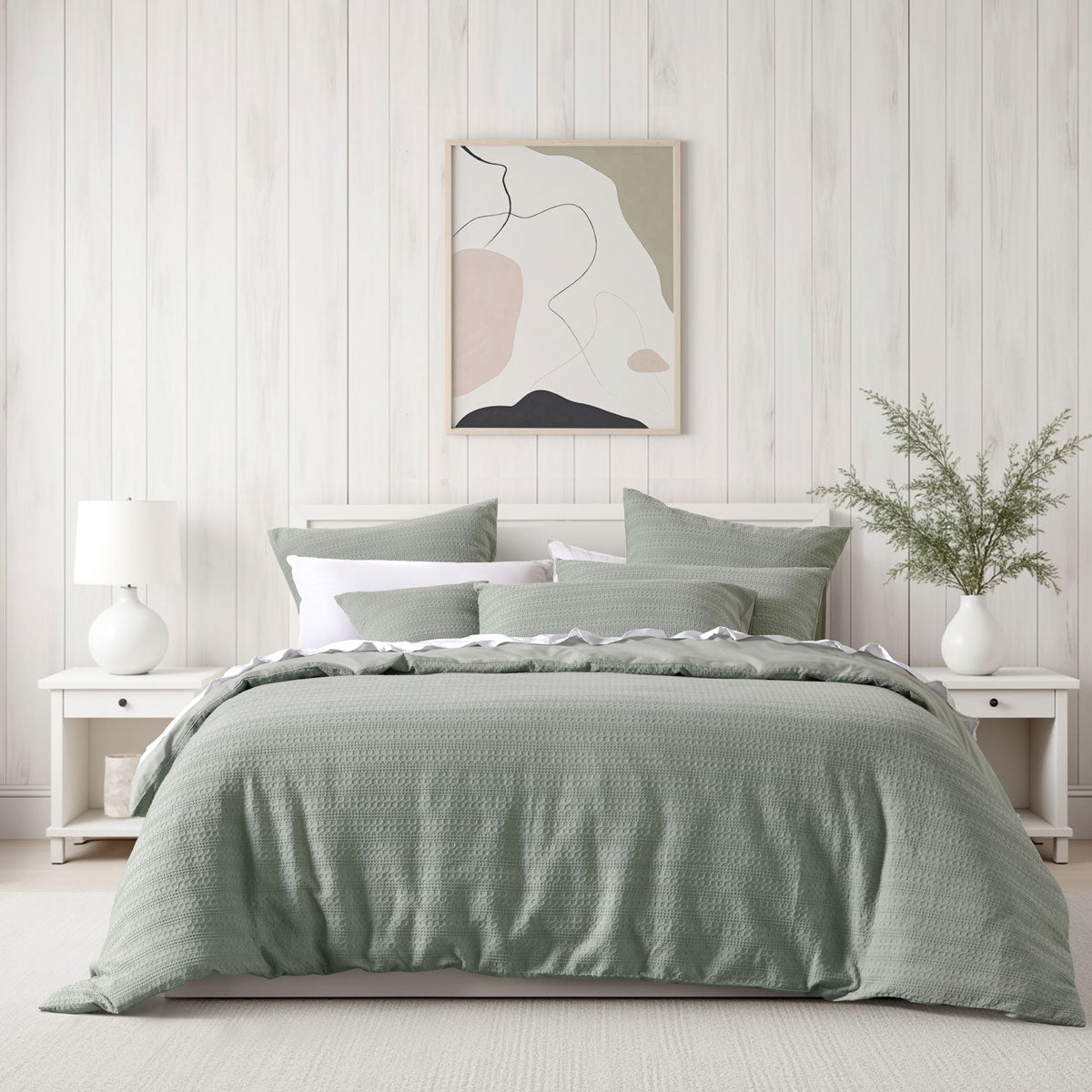 Bianca Kahlani Sage Waffle Quilt Cover Set Single