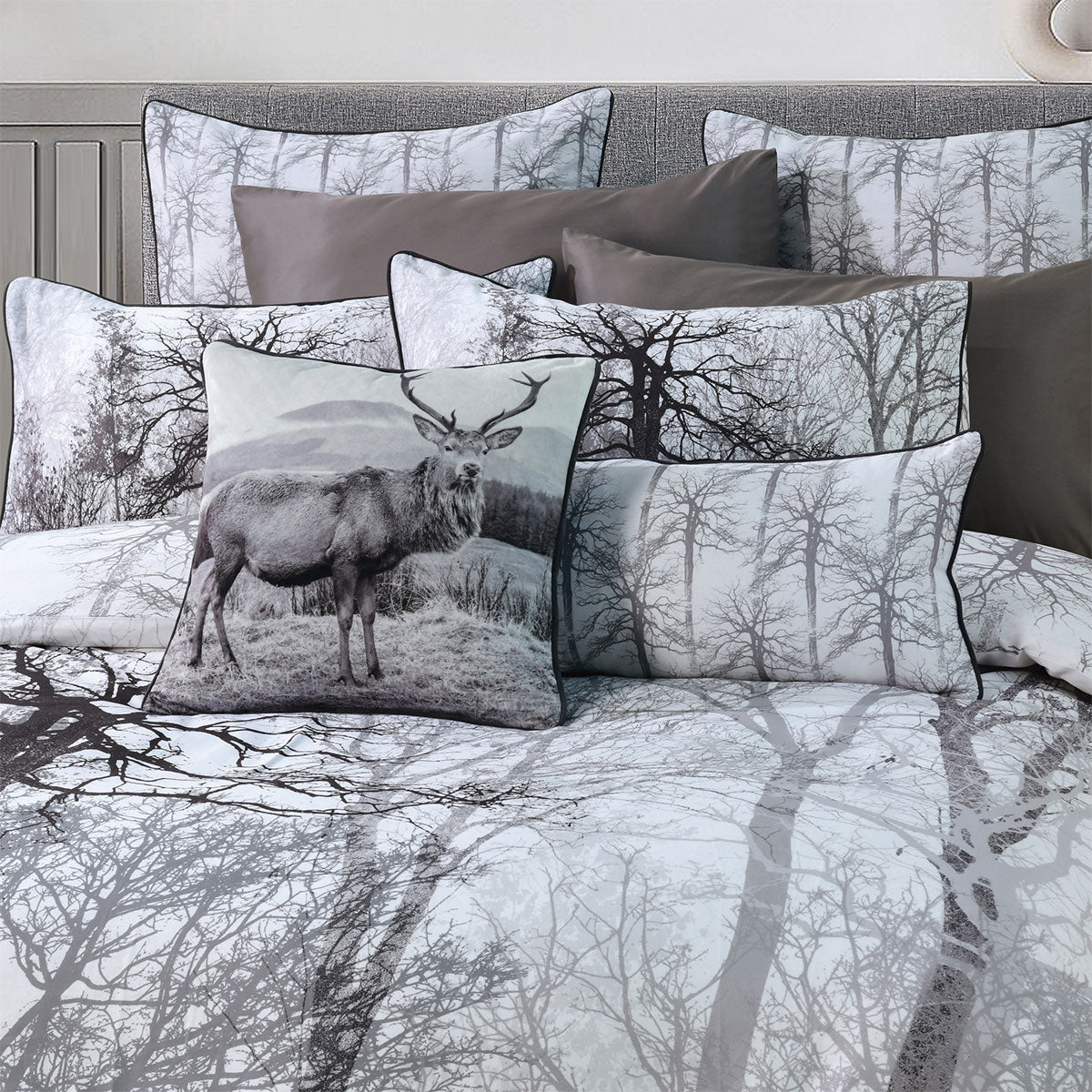Bianca Myrtleford Grey Cotton Sateen Quilt Cover Set King