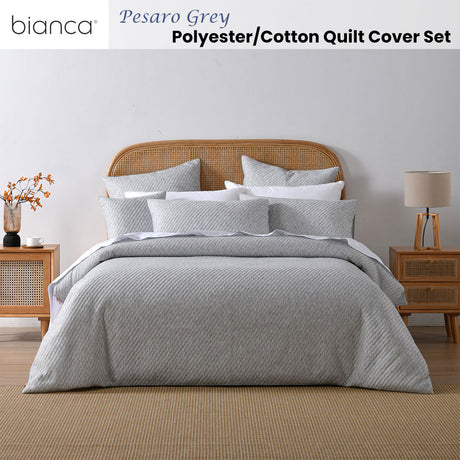 Bianca Pesaro Grey Polyester Cotton Quilt Cover Set King