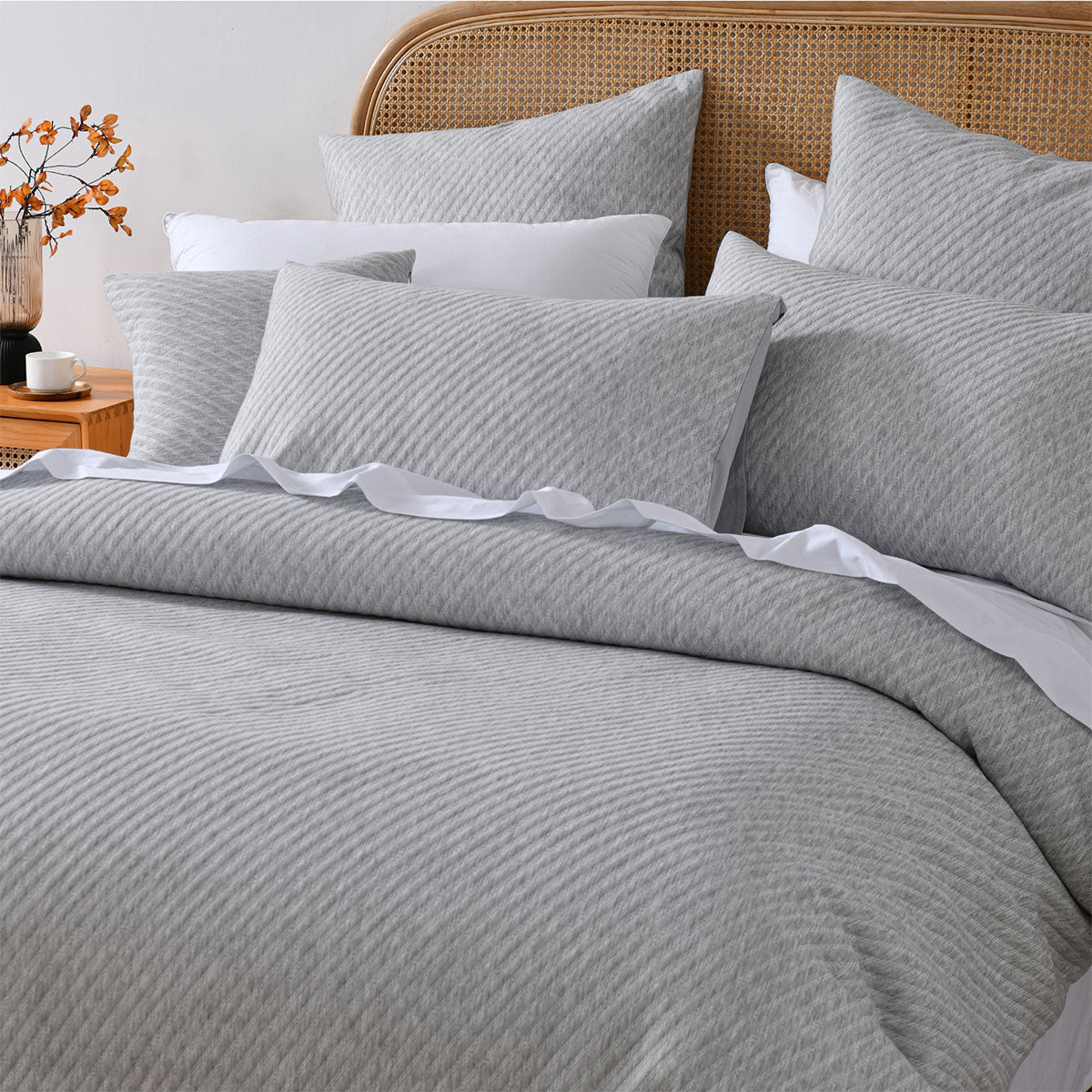 Bianca Pesaro Grey Polyester Cotton Quilt Cover Set Queen