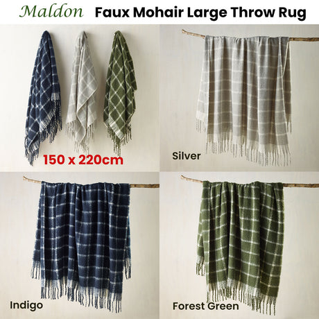 Bianca Maldon Faux Mohair Large Throw 150 x 220 cm Indigo