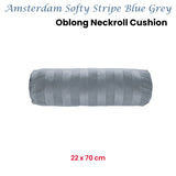 KAAT Amsterdam Softy Stripe Blue Grey Oblong Neckroll Filled Cushion 22cm x 70cm