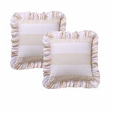 Vintage Design Homewares Pair of Candy Ruffle Natural European Pillowcases 65 x 65cm